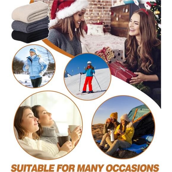 DYW‎ Womens Merino Wool Boot Socks Thermal Thick Winter Warm Cozy Hiking Work - Picture 6 of 7